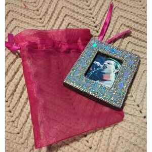 Small boho bedazzled gem picture frame and pouch